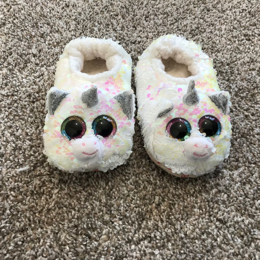 TY DIAMOND UNICORN SLIPPERS SEQUIN GIRLS SMALL 1-3